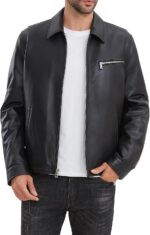 Leather Jacket Men,Classic Lambskin Jacket with Full Zip Front,Casual Style,Tailored Design,Metal Snap Cuffs - Image 2