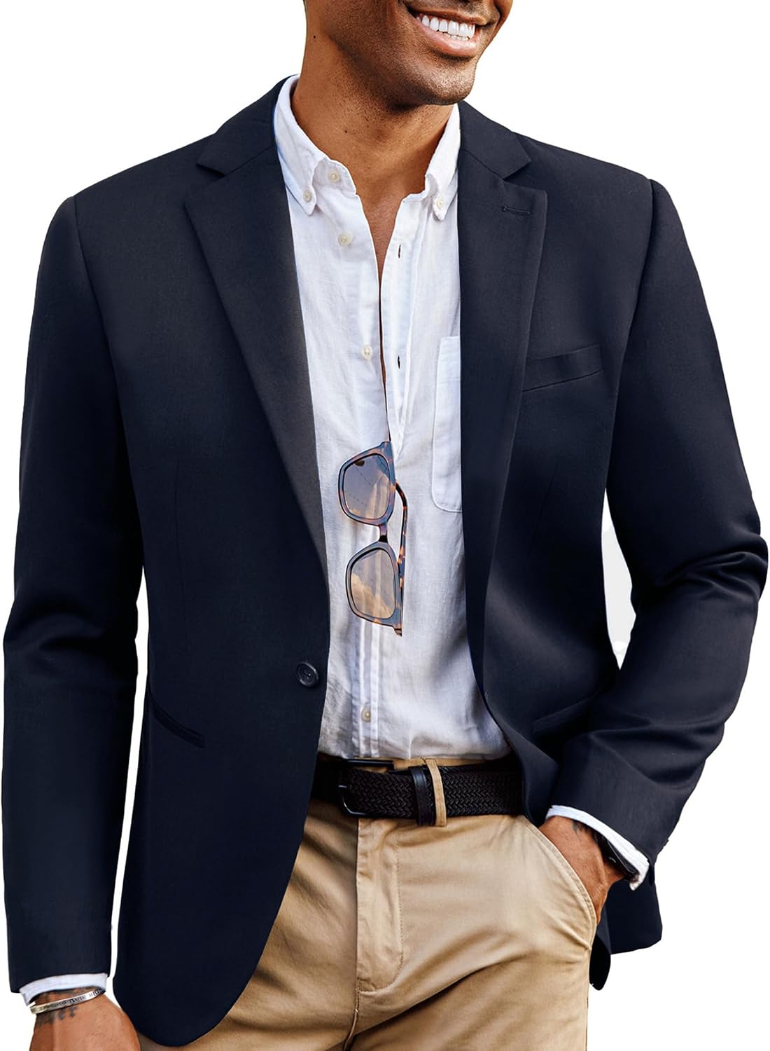 71B7EH3N1L._AC_SL1500_.jpg Mens Casual Sport Coats Wool Blend Blazer Jackets One Button Lightweight Business Suit Jackets - Image 1